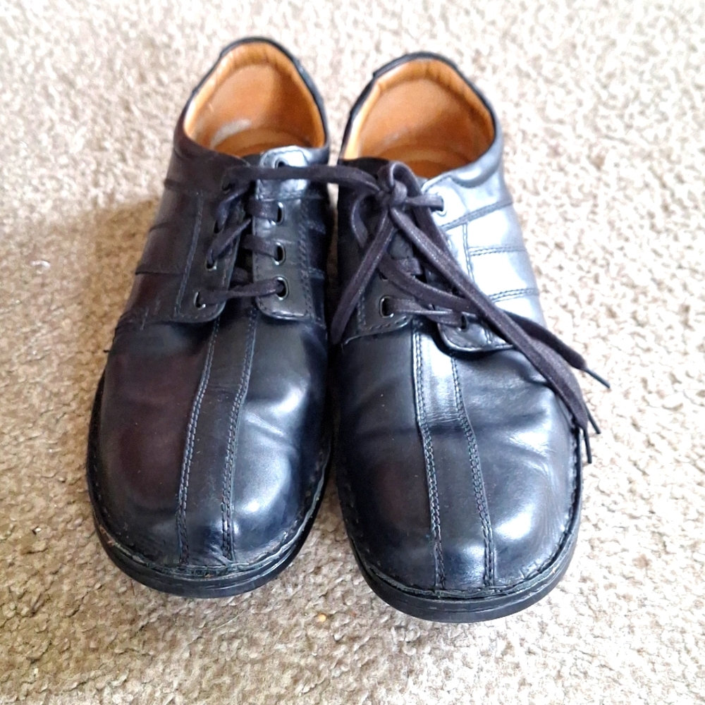 Clarks Collection Oxford Shoes Men Size 12 Black Ortholite Comfort Tie (s020)